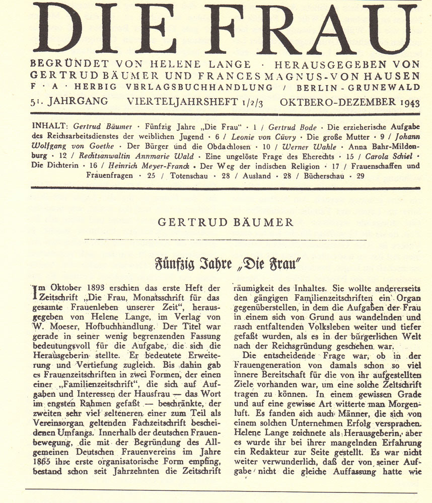 »Die Frau « - Okt.-Dez. 1943